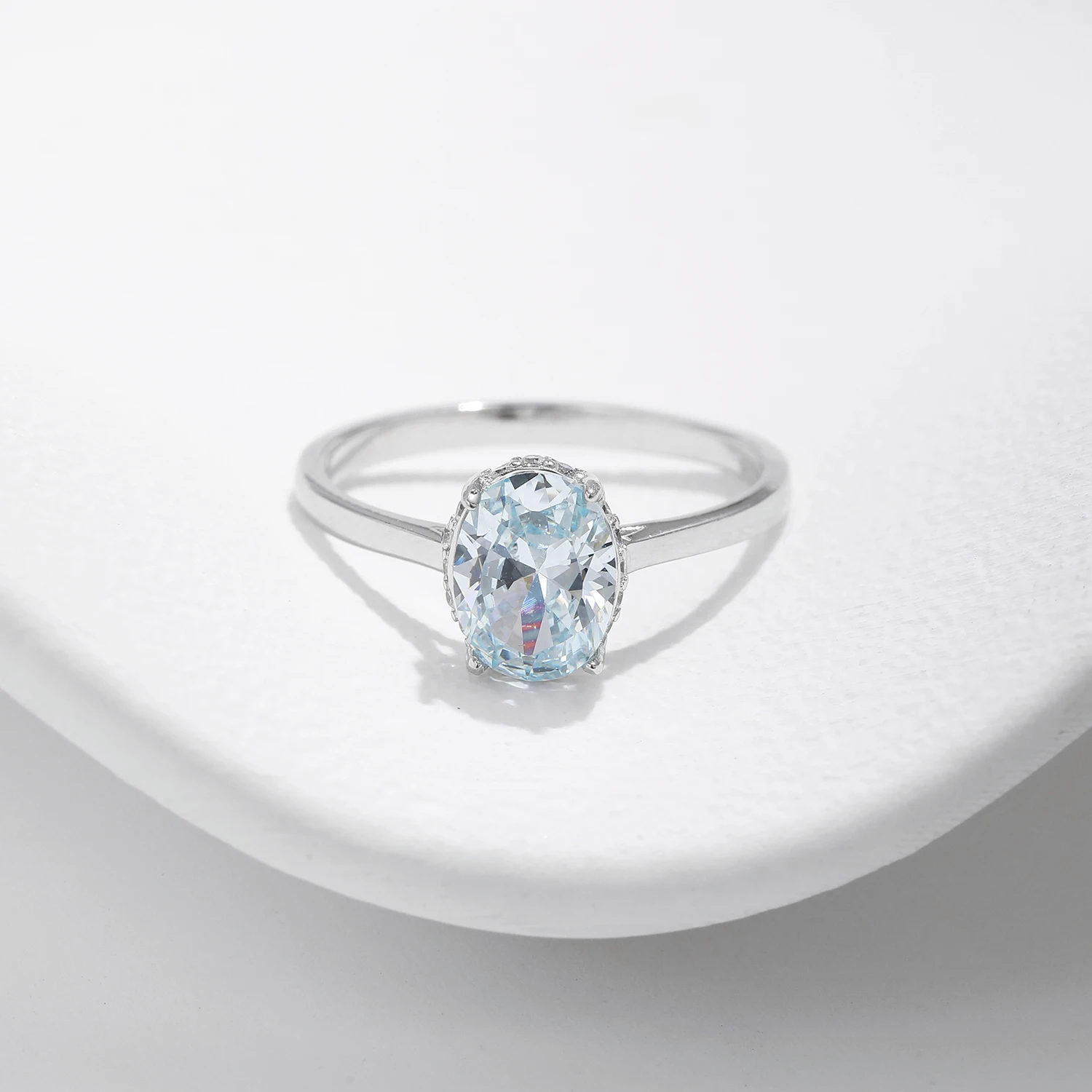 MODIAN Classic Design 925 Sterling Silver Ocean Blue Zirconia Ring Platinum Plated Biżuteria zaręczynowa dla kobiet na prezenty — zdjęcie 6