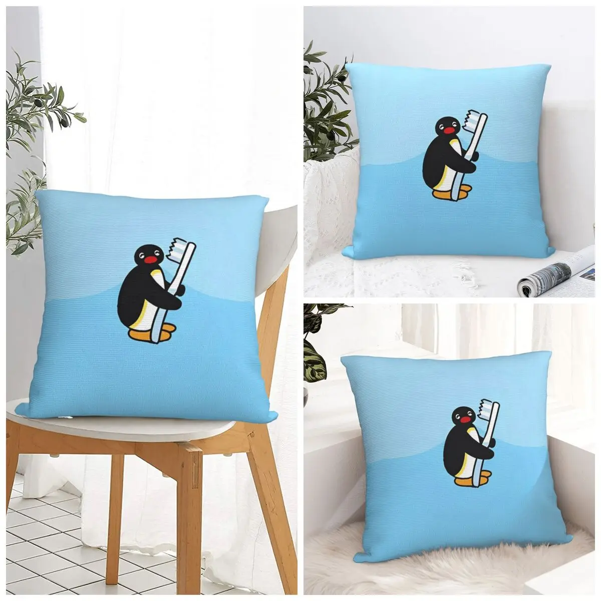 Pin-gu Pillow Case Toothbrush Kawaii Pillow Cover Square Design Cushion Cover Pillowcases For Sofa Car Home Decor