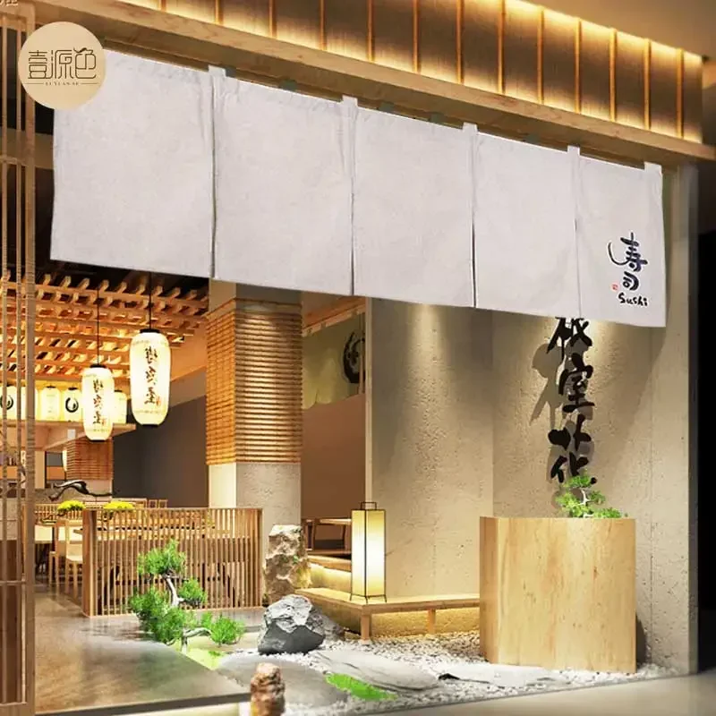 Japanese Style Door Curtain Restaurant Sushi Shop Decorative Half Curtain Cotton Linen Door Curtain Noren