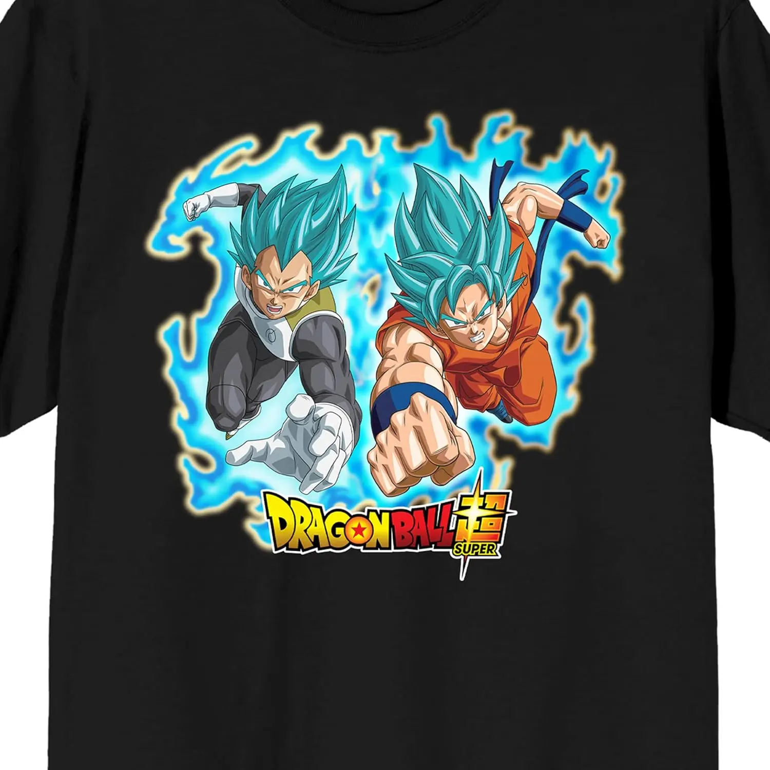 Dragon Ball Super Super Saiyan Goku & Vegeta Action Pose Men's Black Crew Neck Short Sleeve T-Shirt S-6XL