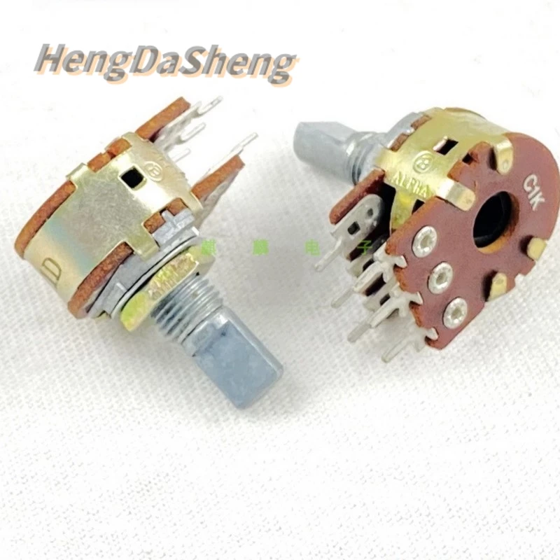 5Pcs/Lot 16 Type B1K C1K Dual Power Amplifier Volume Potentiometer 6 Pin Adjustable Resistance 15MM Half Shaft