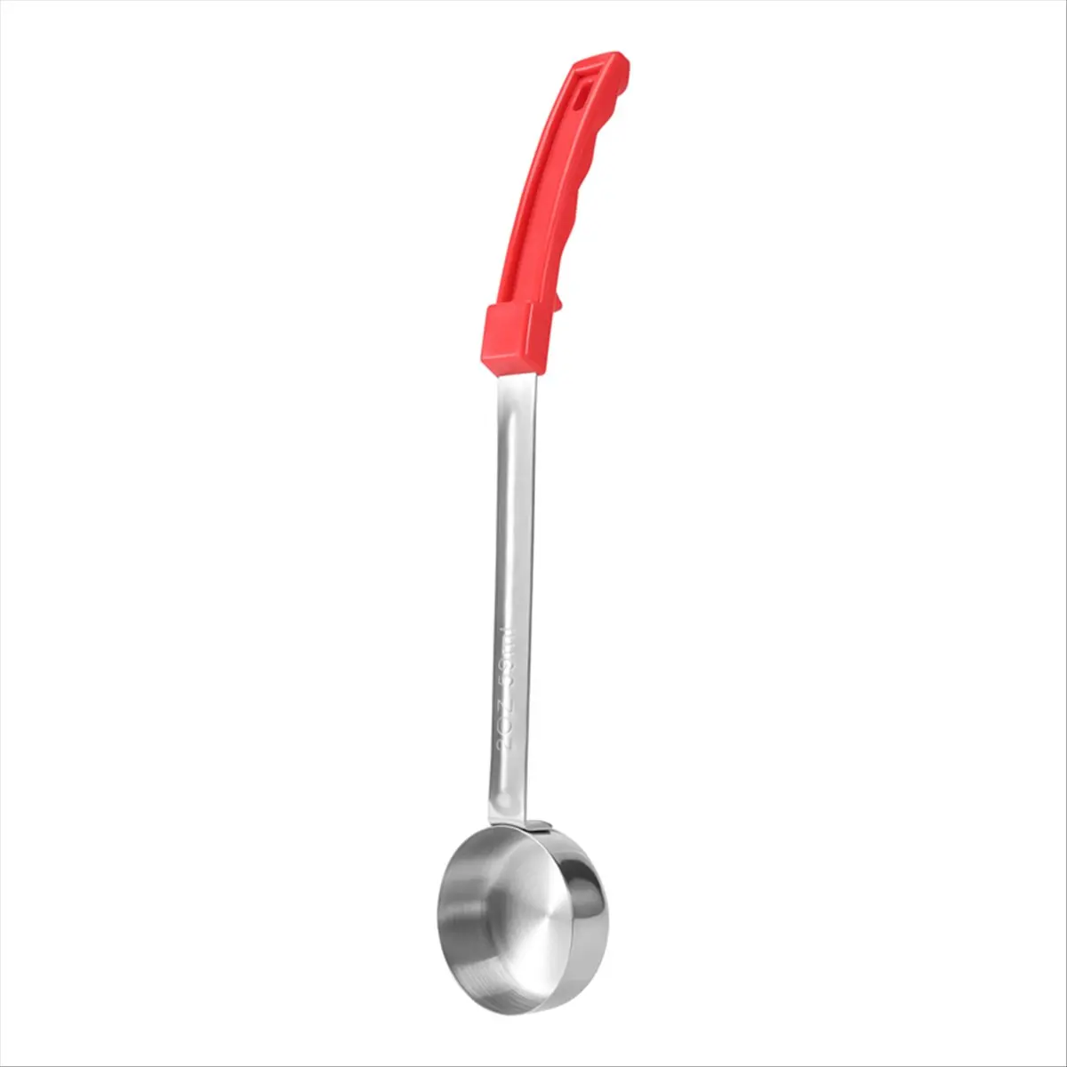 A75K Pizza Spread Sauce Ladle Rubber Handle Flat Bottom Kitchen Cooking Spoon Stainless Steel Measuring Stir Soup Spoon -2 Oz