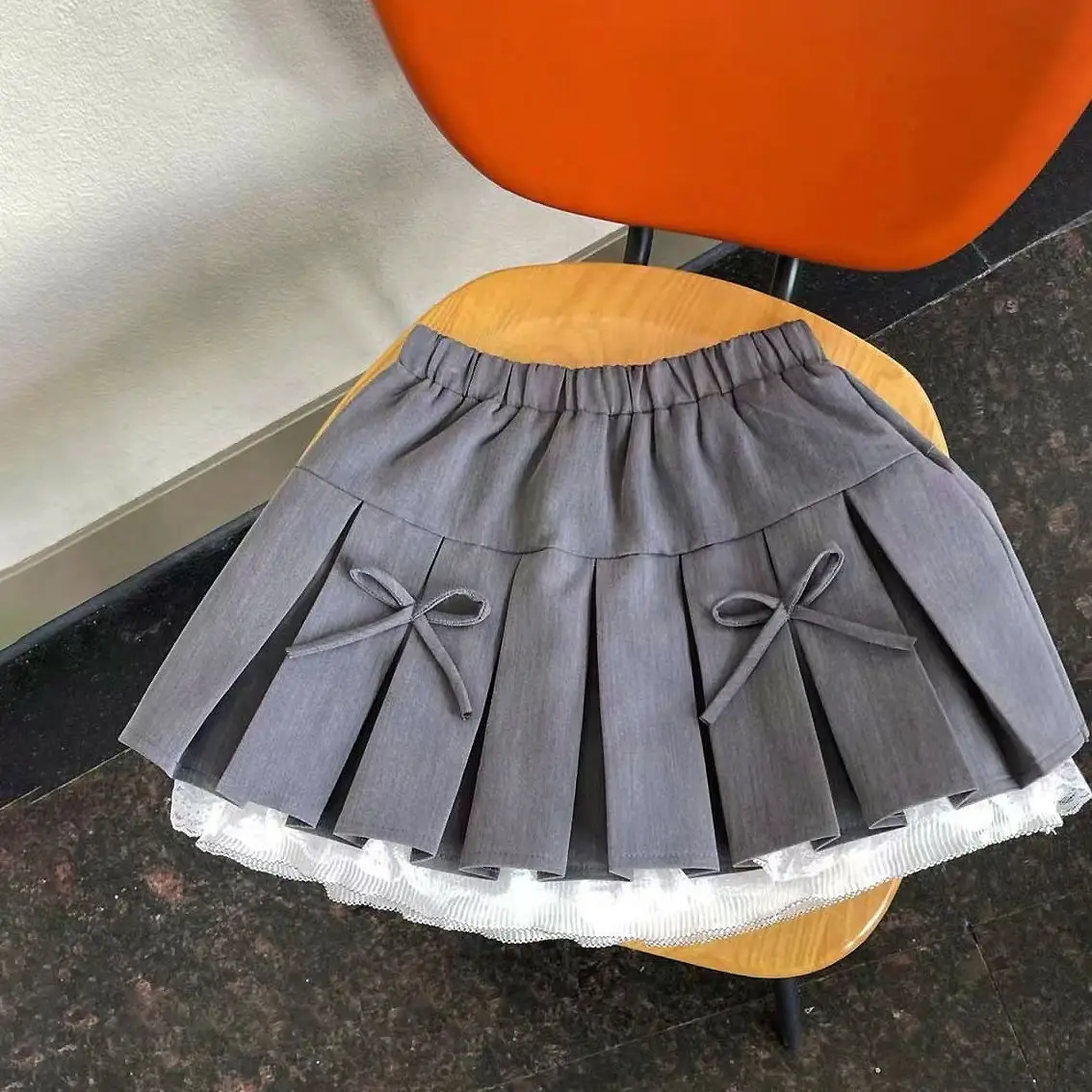 Sweet Ruffles Black Mini Skirt for Girls Korean Patchwork Pleated High Waist A-Line Lace Skirt Japanese Kawaii Style