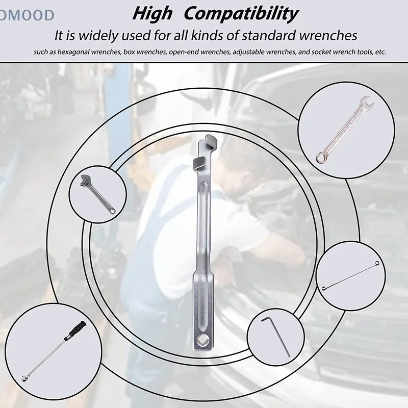 Wrench Extender Tool Bar Heavy Duty Extra Long Torque Adaptor Wrench Extension Ultra Thin Portable Torque Amplifier Tool