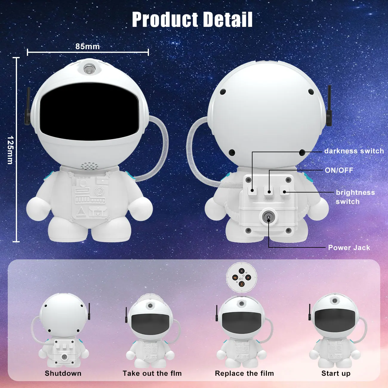 Projecteur de lumière d'astronaute avec nébuleuse, galaxie, veilleuse d'étoiles, lampe pour décoration de maison, chambre à coucher, cadeau de noël