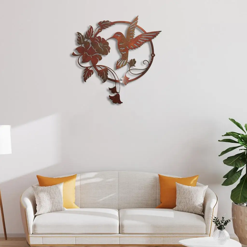Iron Art Bird Wall Decor Hang for Bedroom Office Garden Patio Fence Lawn