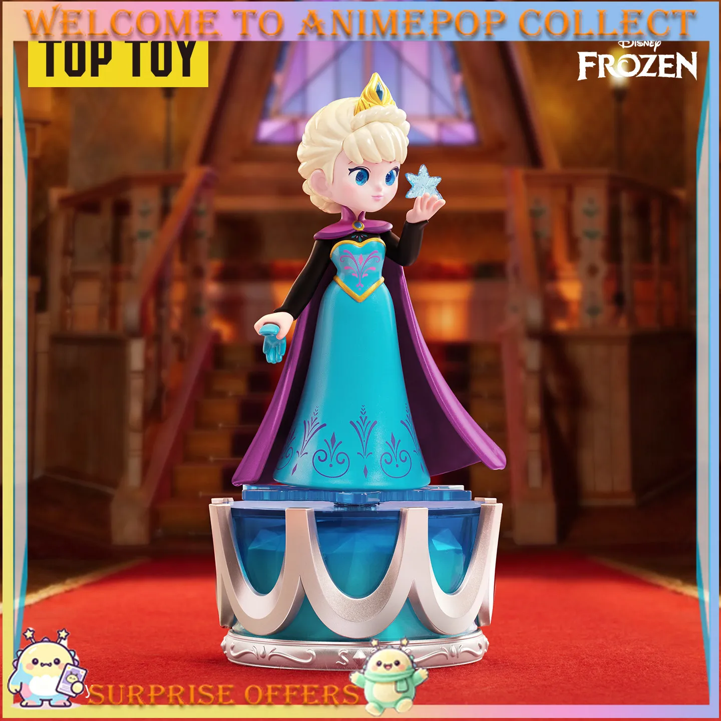 TOPTOY Disney Frozen Queen Returns Elsa Cute Music Box Blind Box Figure Collectible Desk Decoration Perfect Gift & Present Toy