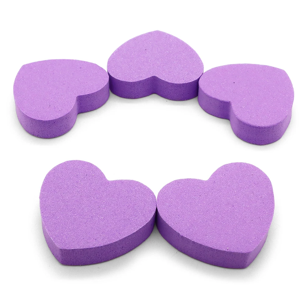 1000Pcs Heart Shape Double Sided Disposable Nail File Block Wholesale Sponge Buffers File Shaping Smoothing Toenails Fingernails