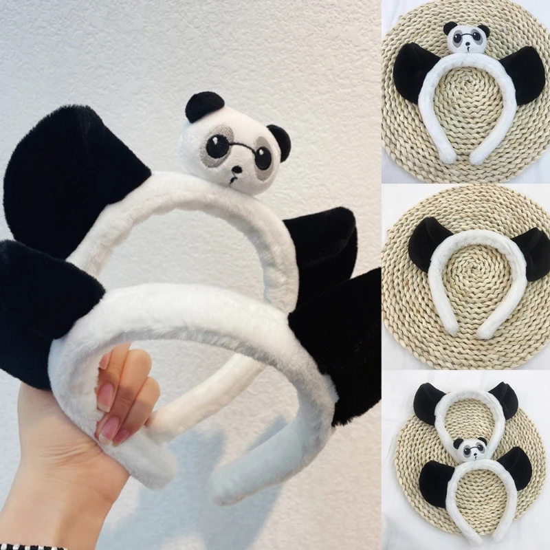 

652F Lovely Plush Hair Hoop Animal Panda Ears Headwear Furry Headband Cute Headpiece Anime Fancy Dress Cosplay Accessories