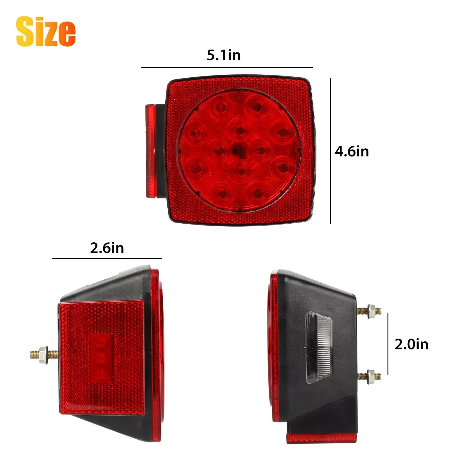 Feux arrière de remorque à LED, feu de plaque de planificateur d'arrêt pour camion, bateau marin, 12V, feux de tournant arrière de voiture, feu de course, 2 pièces