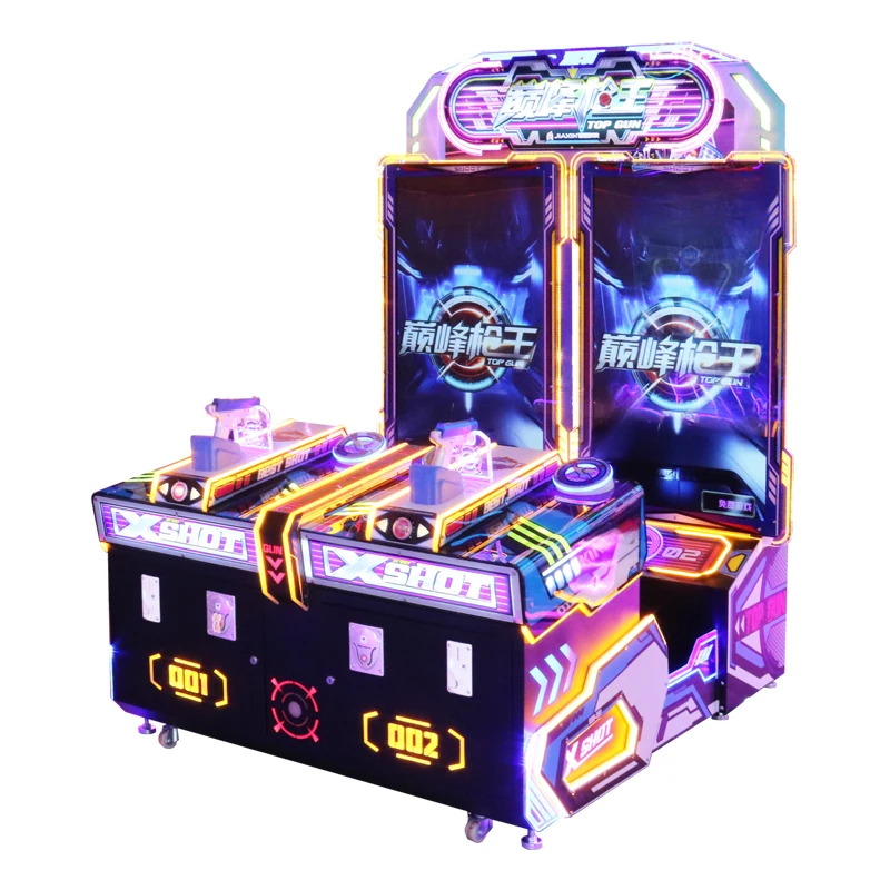 2-Player TOP GUN Shooting Arcade Machine, Coin Operated, Metal, Indoor Amusement Park Game Equipment for Game Center