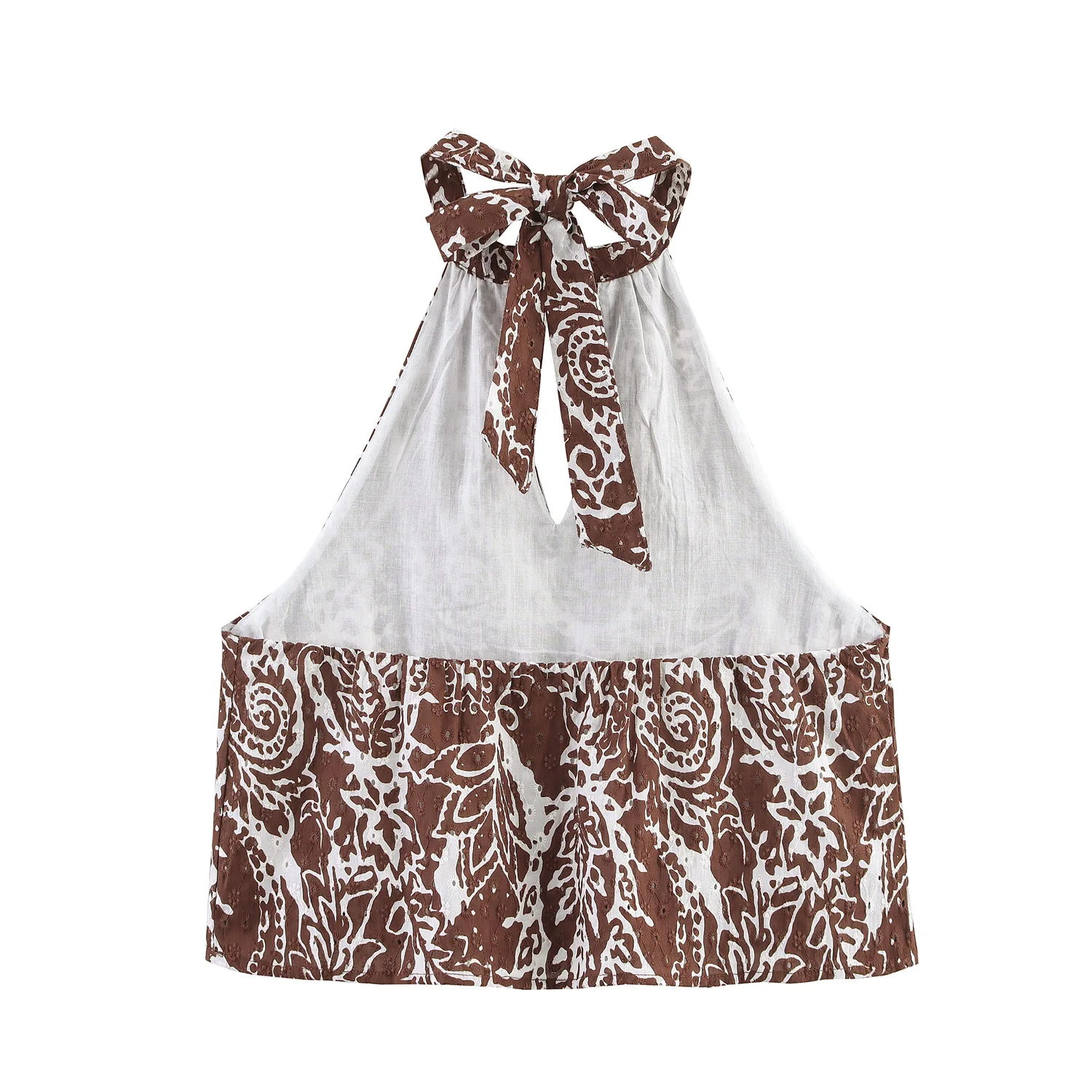 BWQ dames sexy backless holle borduurriem hangende halskraag top vest temperament zomer nieuwe halve rok