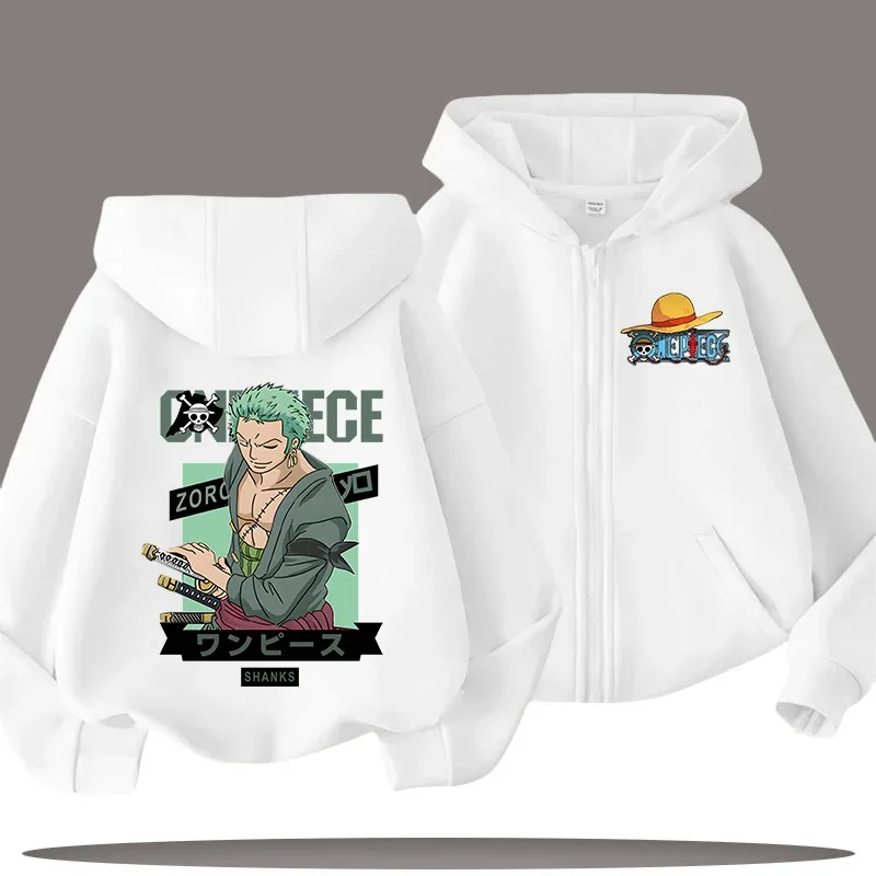 

One Piece Luffy Gear 5 Boy Zipper Hoodie Cartoon Japan Style Anime Girl Sweatshirt+pants 2025 New Fashion Children Jackets Coat