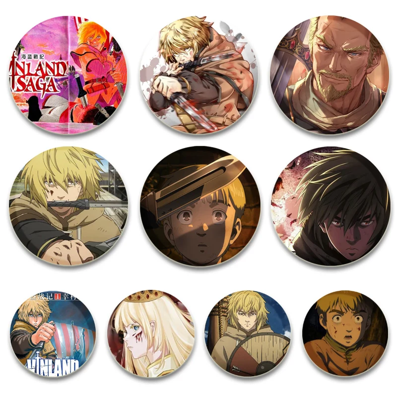 Anime Vinland Saga Brooch Thorfinn Karlsefni Canute Pins Fashion Jewelry Accessories Cartoon Badge for Backpack Decoration Gifts