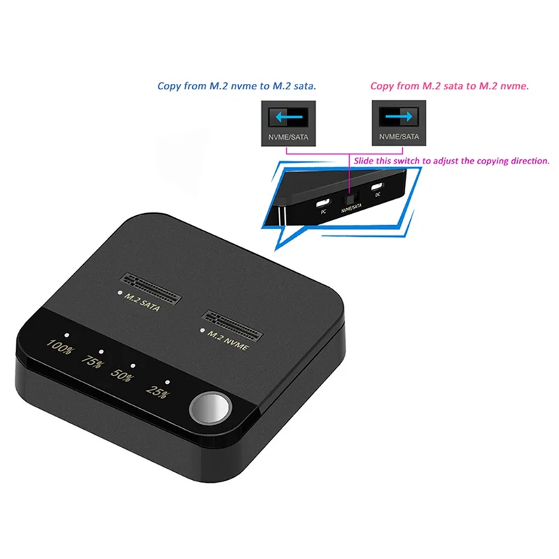 

M.2 SATA Duplicator M.2 SATA To Nvme SSD Enclosure External Hard Disk Docking Station With Clone For M2 HDD SSD Reader