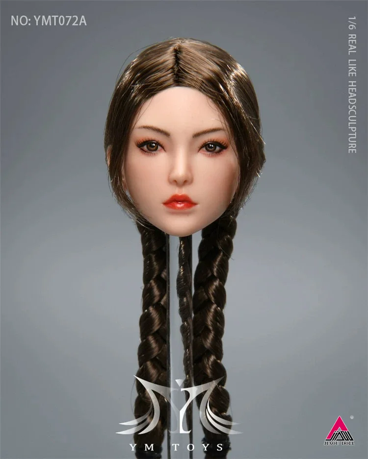 YMTOYS 1/6 Leilei 머리 조각 Jing'er 긴 머리 조각 모델, 12 인치 여성 군인 액션 피규어 바디 인형, YMT071 YMT072