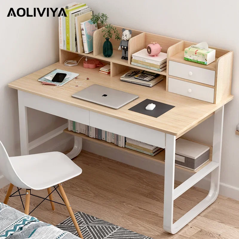 

AOLIVIYA Desk Bookshelf All-in-one Computer Desk Simple Student Home Study Bedroom Office Desk with Bookshelf