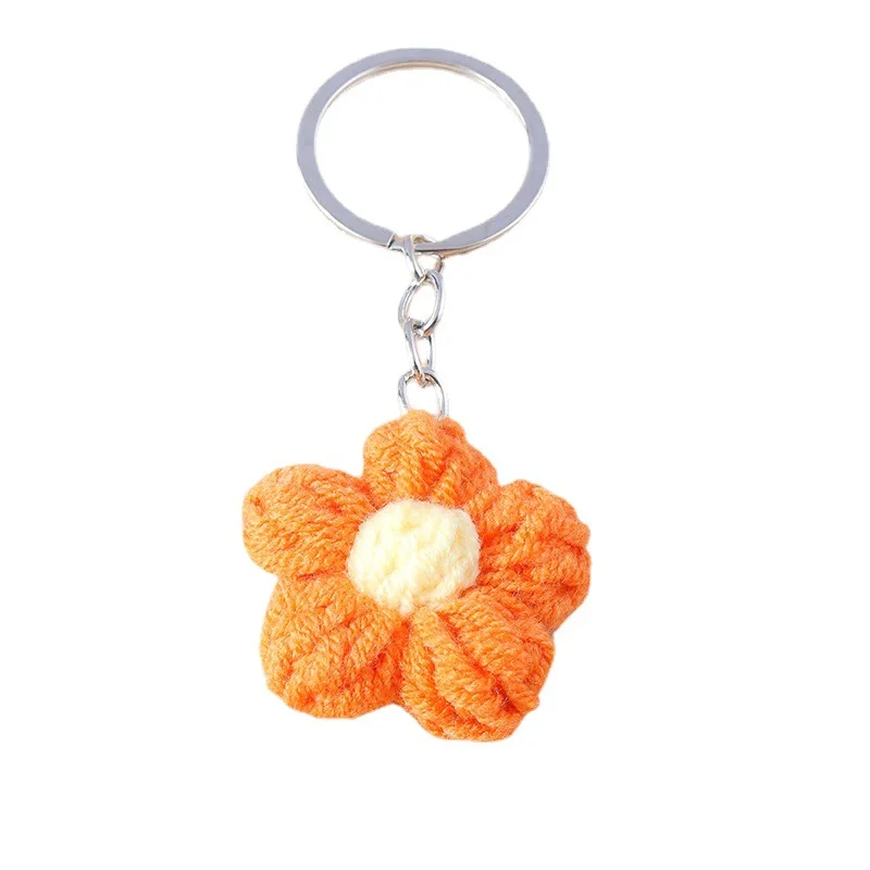 Ręcznie robiony, dziergany breloczek dla kobiet i dziewcząt, uroczy, szydełkowany brelok z kwiatkiem, zawieszka do kluczy samochodowych, ozdoba do torebki, prezent, 1 sztuka