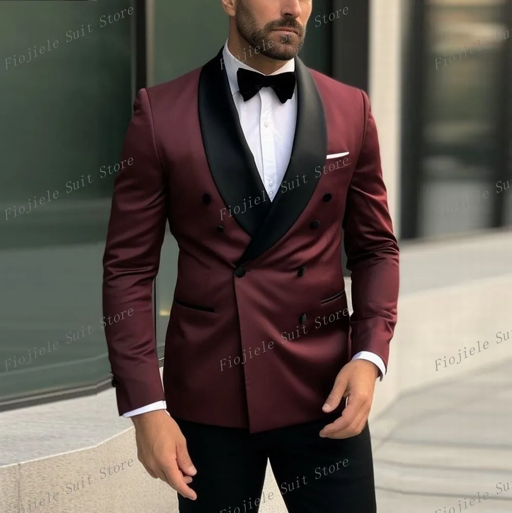 

New Satins Men Formal Occasion Prom Party Perform Tuxedos Groom Groomsman Wedding Male Suit 2 Piece Set Blazer Pants A3