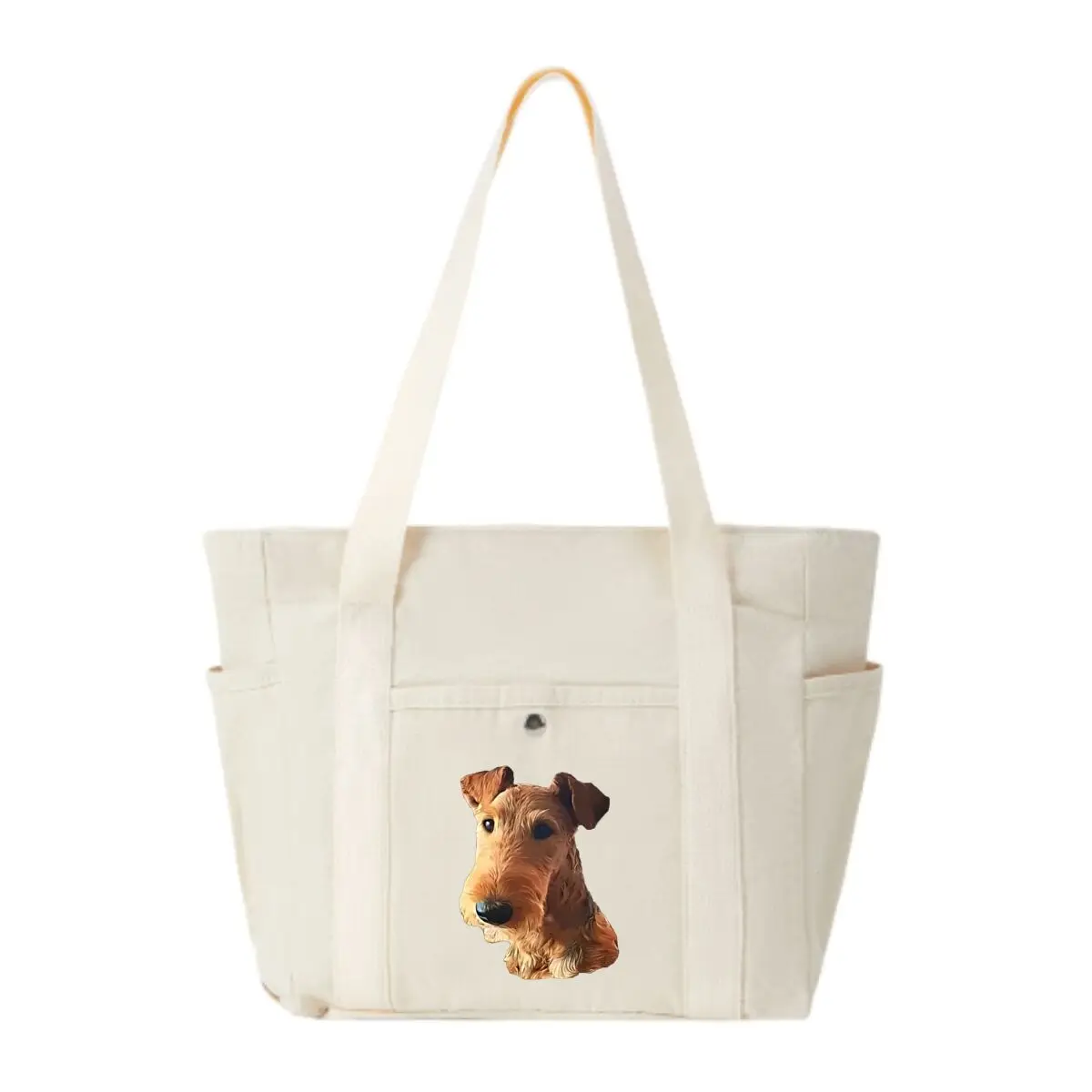 

Airedale Terrier Head Art Повседневная сумка через плечо с несколькими карманами Модная сумка-тоут