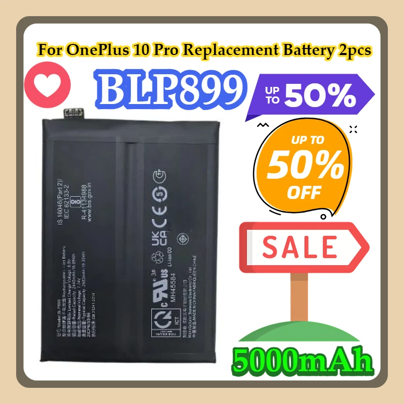 

For OnePlus 10 Pro 5000mAh Replacement Battery BLP899 2pcs