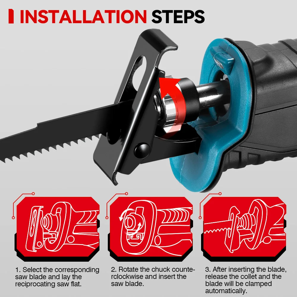 ONEVAN 3000W Cordless Electric Reciprocating Saw 10000SPM Cordless Multifunction Saw Wood Cutting Tools For Makita 18V Battery