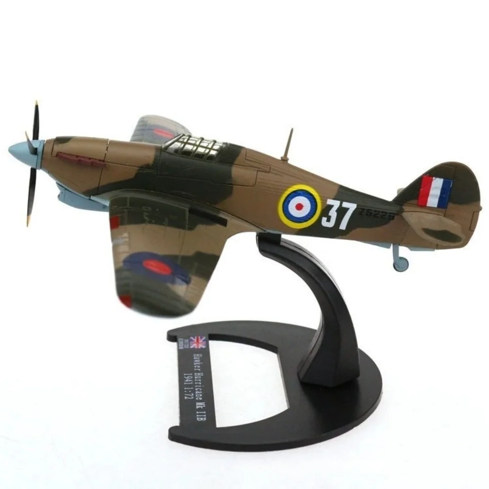 1/72 Scale Alloy Aircraft Model British Hurricane Fighter Simulated Attack Diecast Airplane With Display Stand Aviation Souvenir