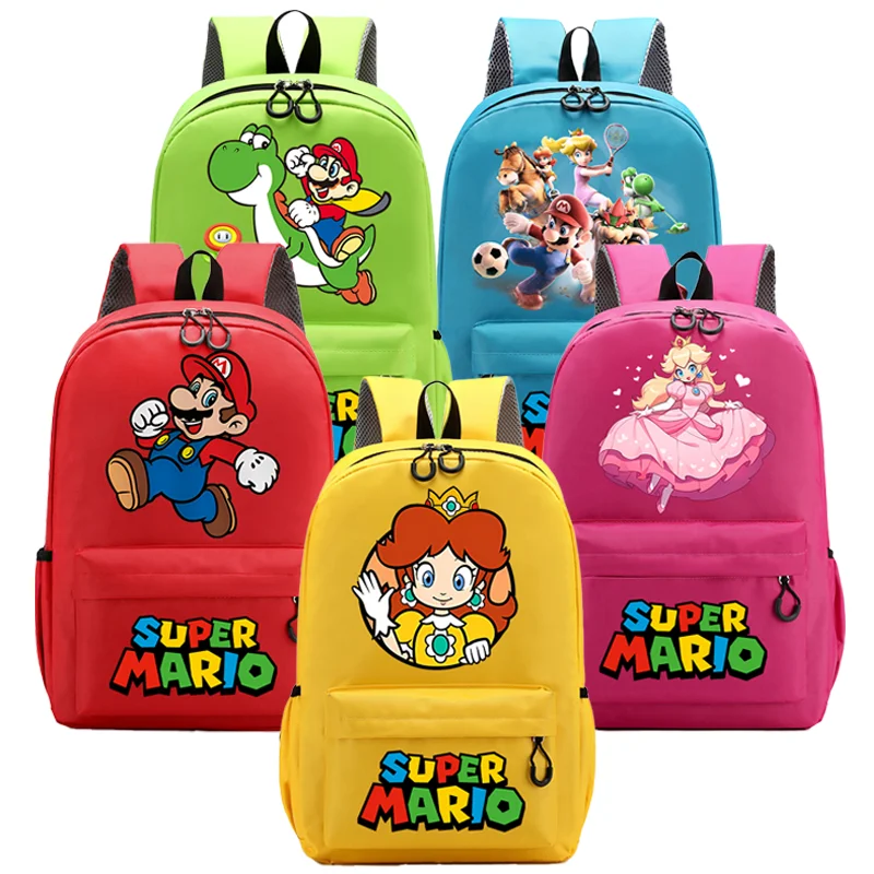 حقائب ظهر للأولاد من Super Marios Bros حقيبة ظهر للأميرة الخوخية للفتيات حقيبة ظهر كرتونية مطبوعة على شكل شخصية Kawaii حقائب مدرسية للطلاب