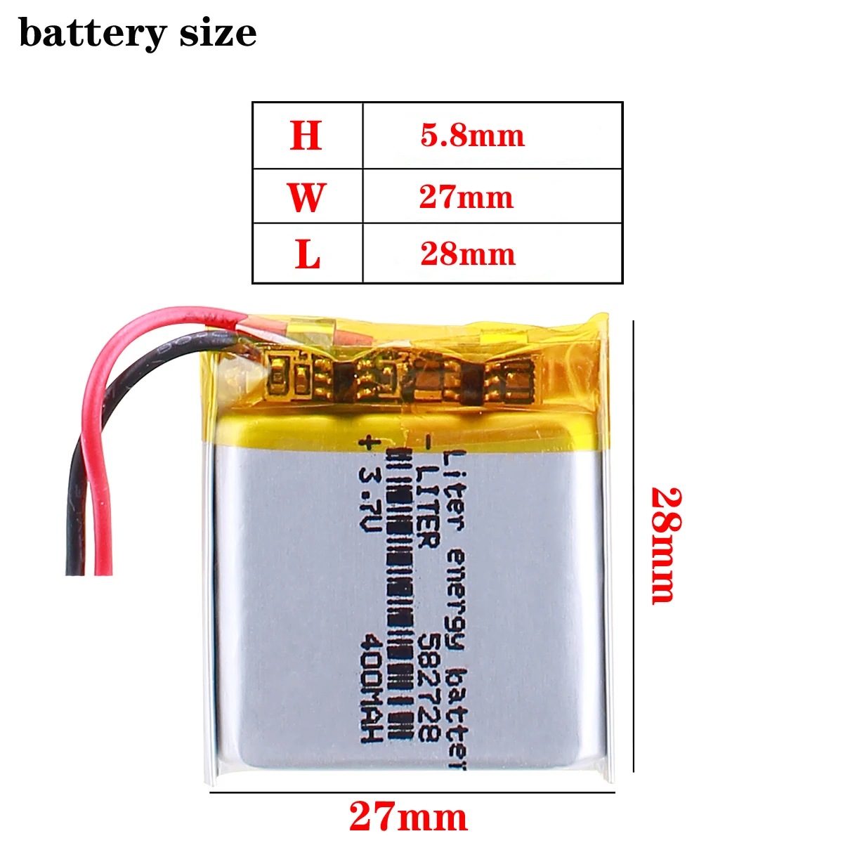 582728 3.7V 400mAh Rechargeable li-Polymer Li-ion Battery For Q50 G700S K92 G36 Y3 Children\'s smart watches mp3 582828 602828