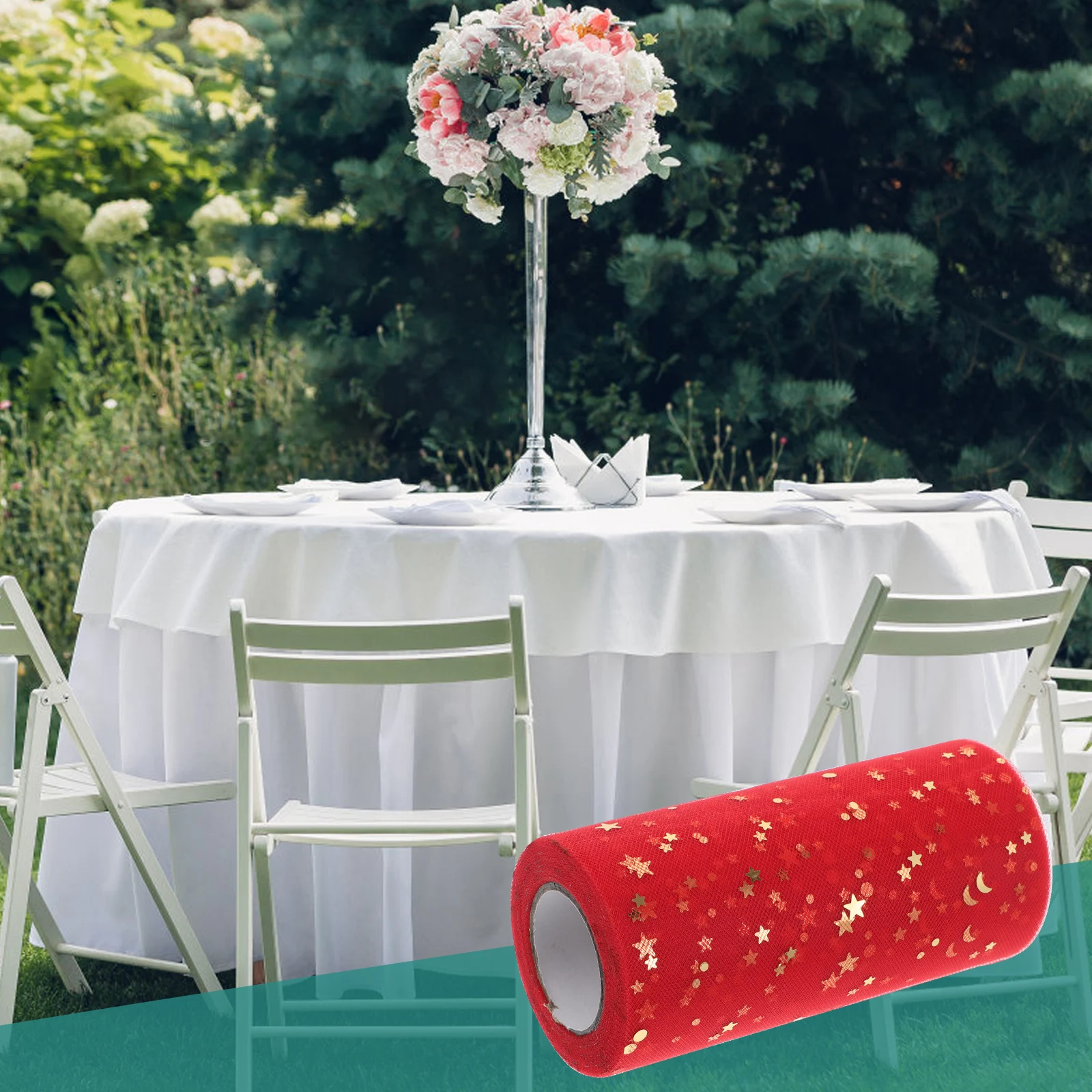 

Party Decorations Table Skirt Wedding Dining Room Red Tulle Fabric for Parties Skirts Gauze