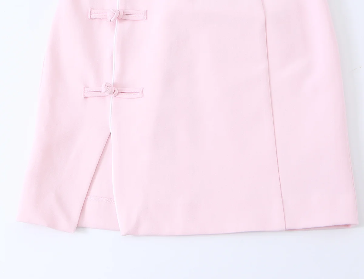 KLKXMYT Elegantes Schickes Damenkleid mit Stehkragen Ärmellos mit Seilknoten-Verschluss Kurzes Kleid Mode 2026 Sommer Schlankes Bürokleid – Detail 9