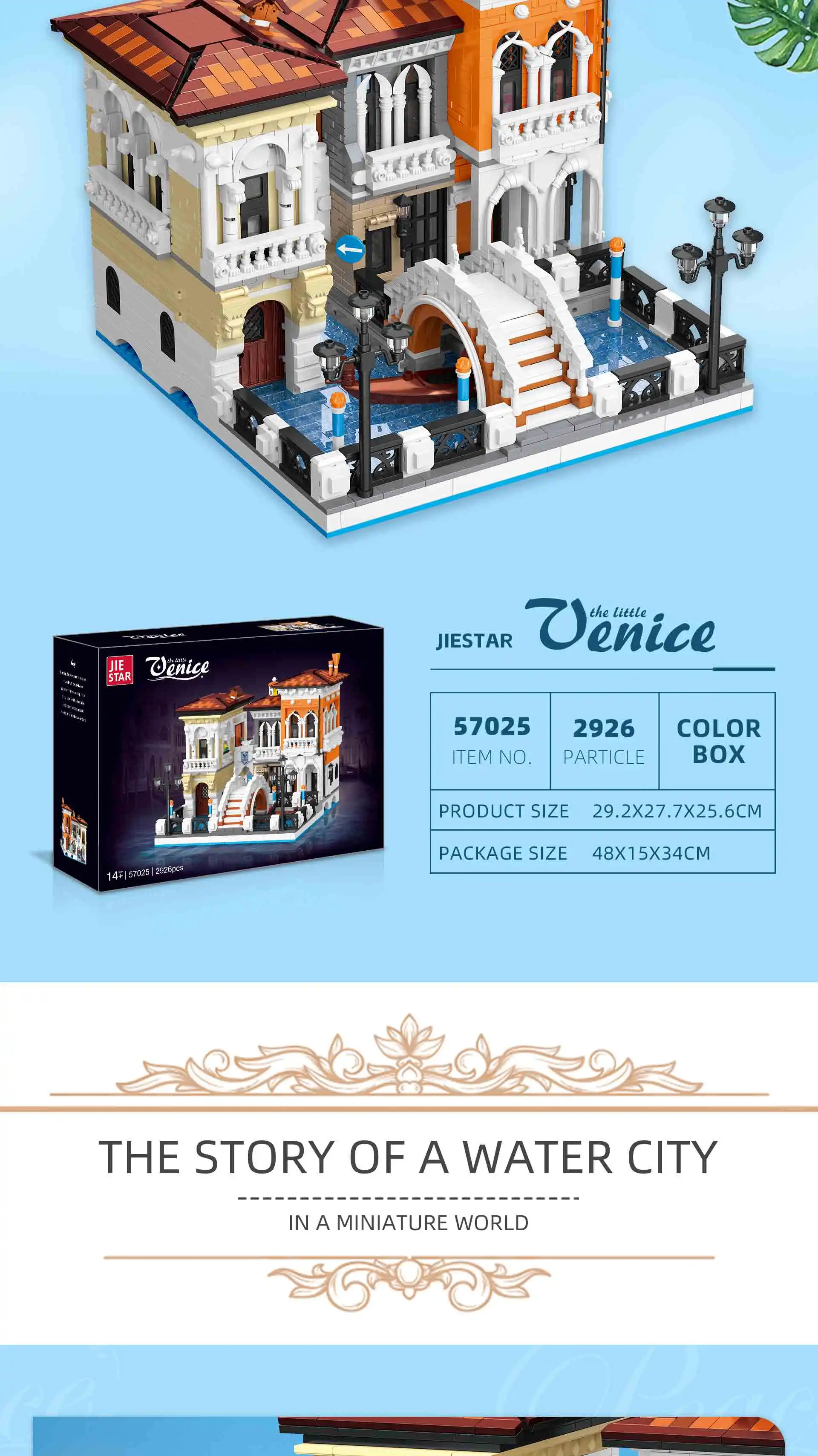 Kreative IDEEN 2926-teiliger Venedig-Baukasten Straßenansicht Europäische Architektur Modell Bausteine Spielzeug DIY-Set Erwachsenen-Puzzle Geschenke – Detail 2