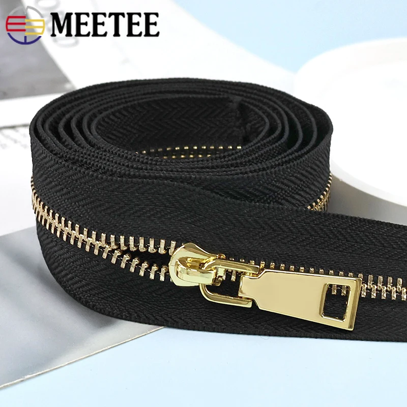 

5# Metal Zippers with Zipper Slider Jacket Coat Auto Lock Zip Tapes Luggage Garment Decor Zips Repair Kit DIY Sewing Accessories