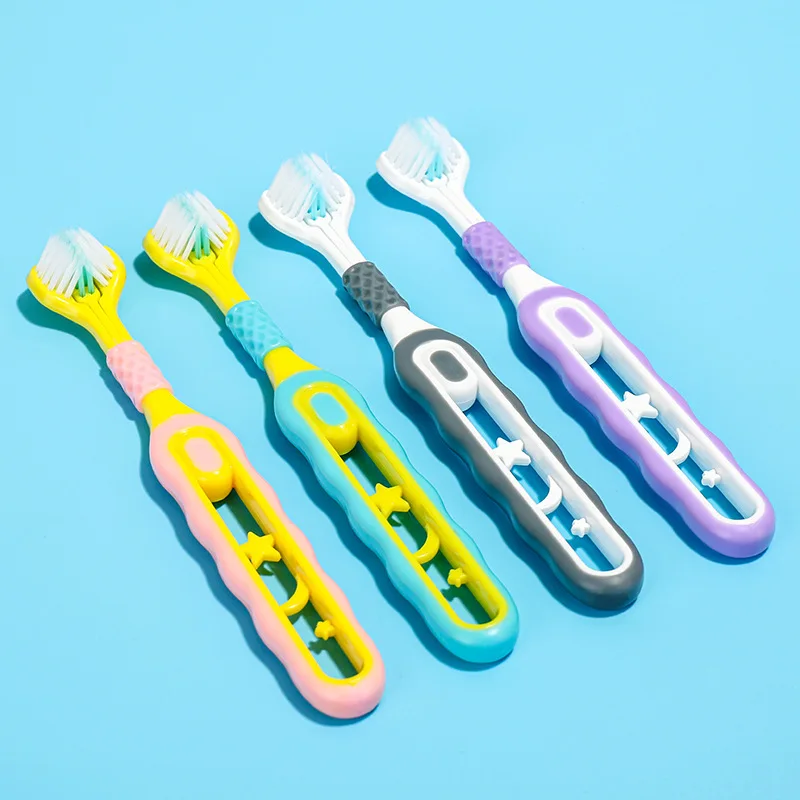 

Three-sided Children Toothbrush Soft Bristle Teeth Whitening Cleaning Brushes For Kids Aged 3-12 Years Dental Oral Care
