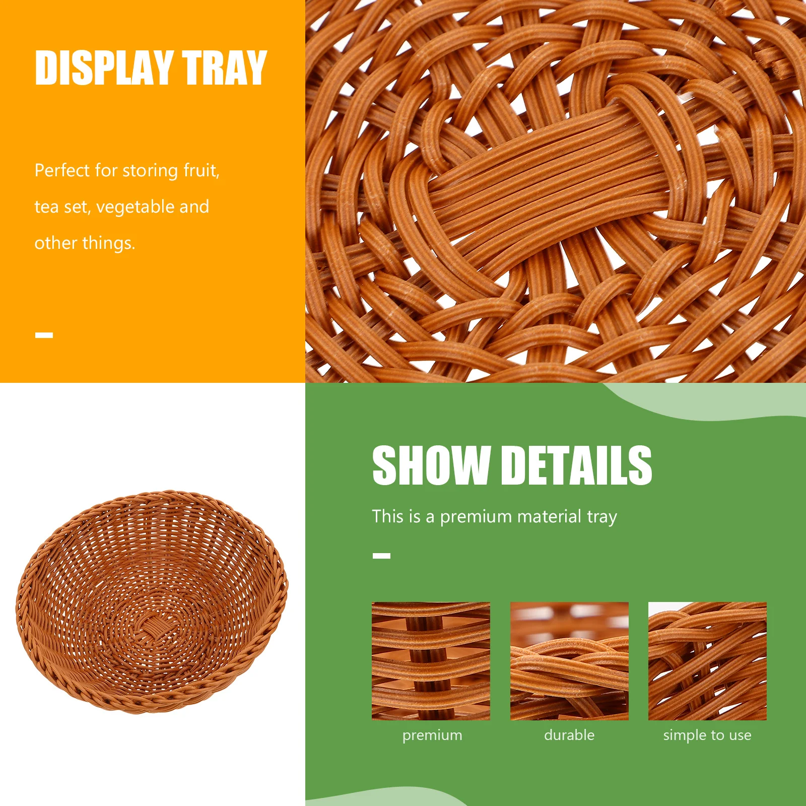 

Handmade Simulation Rattan Bread Storage Basket Light Brown Food Serving Multipurpose Woven Table Desktop Decor