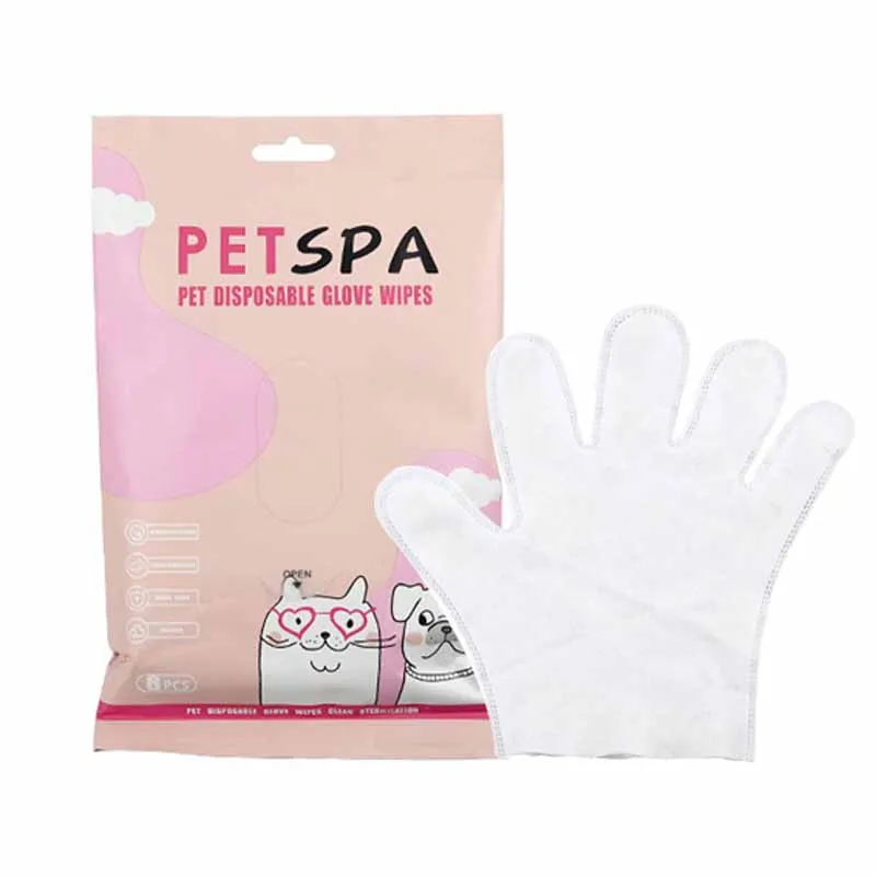 Cat Dog Wipes 6pcs Pet Disposable Gloves No Rinse Washing Gloves Grooming Pet Cat Dog Ear Eye Cleaning Deodorizing Gloves Wipes