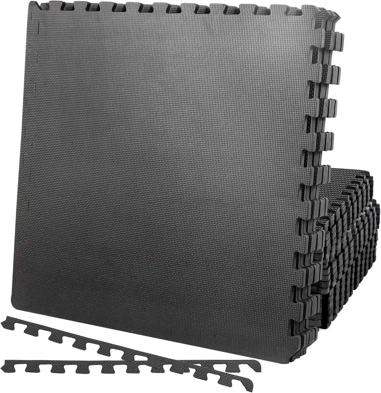 Tapete de ejercicio de rompecabezas, tapetes de espuma entrelazados EVA de 1/2 pulgadas para equipos de ejercicio, tapete de entrenamiento de gimnasio en casa (6 azulejos), negro