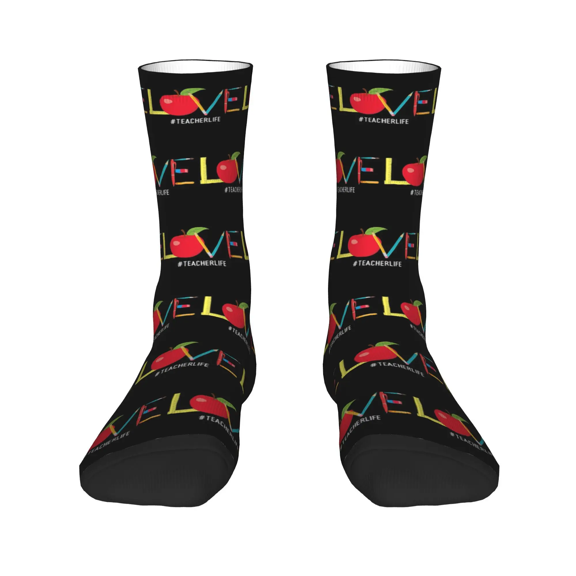 

Носки-карандаш Love Teacher Life Apple, чулки высокого качества в стиле Харадзюку, всесезонные длинные носки, аксессуары для мужчин и женщин, подарки