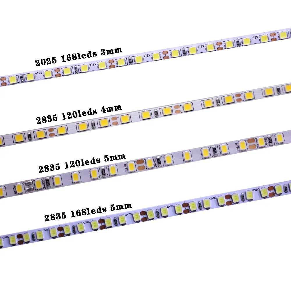 

3mm Narrow Width LED Strip Light 5M DC12V 2025 168Leds/m Rape 4mm 2835 120leds Rope Light Flexible LED Tape Backlight Lamp 5MM