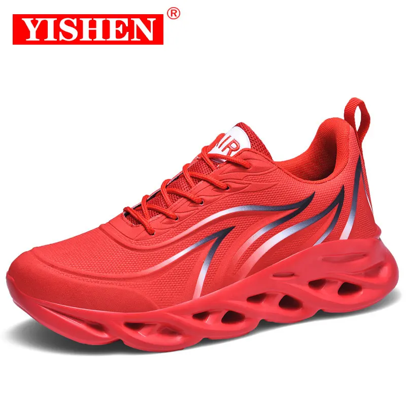 

YISHEN Men's Sneakers Flame Printed Flying Weave Sports Shoes Outdoor Men Athletic Running Shoes Fashion Sneakers Zapatillas