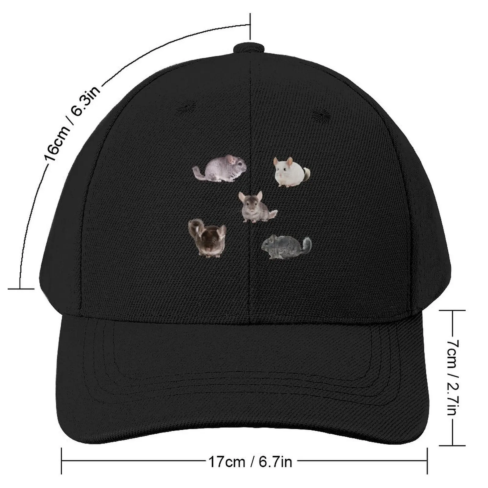 Cute Chinchillas for Chinchilla Lovers..(5 chinchillas with different colores) Baseball Cap Snapback Cap For Women Men's