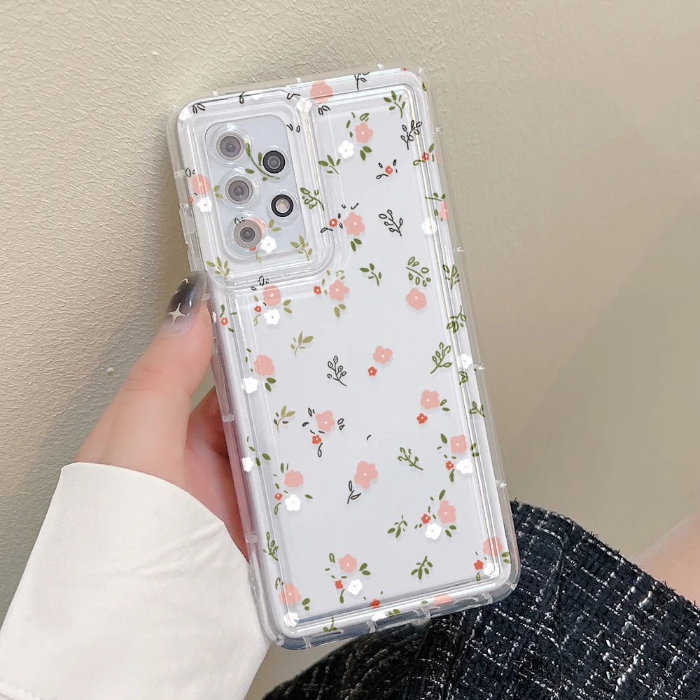 Small Fresh Florals Case For Samsung Galaxy S24 Ultra Case Samsung S23 FE S22 S24Ultra S21 Plus S20 FE Clear Flowers Cover Funda