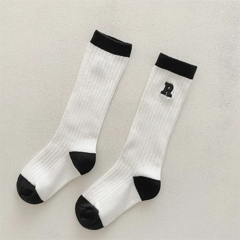 Children School White Black Stripes Sport Socks Korean Knee High Long Stockings for Children Kids Boys Girls Baby Stuff Clothes