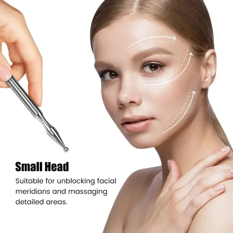Stainless Steel Acupressure Massage Pen Dual Head Reflexology Tool Deep Tissue Meridian Massager Face Body Relaxation Therapy view 3