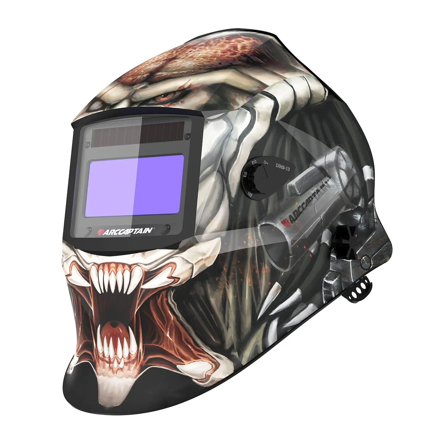 ARCCAPTAIN Schweißhelm, automatische Verdunkelung, 1/1/1/1 solarbetriebener 4-Lichtbogensensor, 1/25000 s Schweißhaube, Gesichtsmaske für MIG MAG ARC WIG