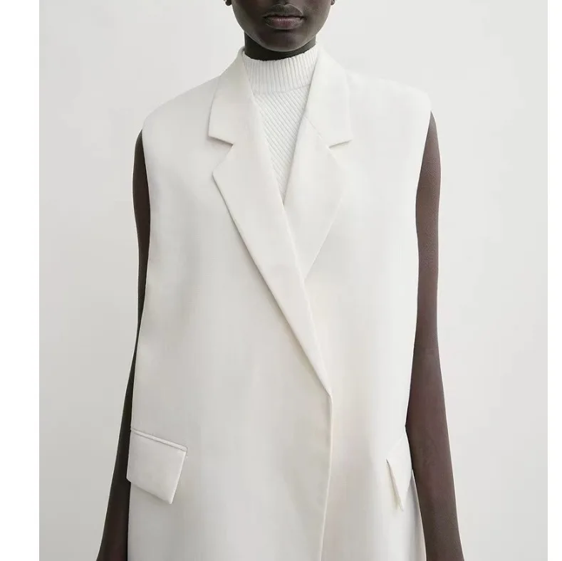 

Withered Straight Hanging Sleeveless Coat, Long Vest Top Jacket Woman Clothes Tops
