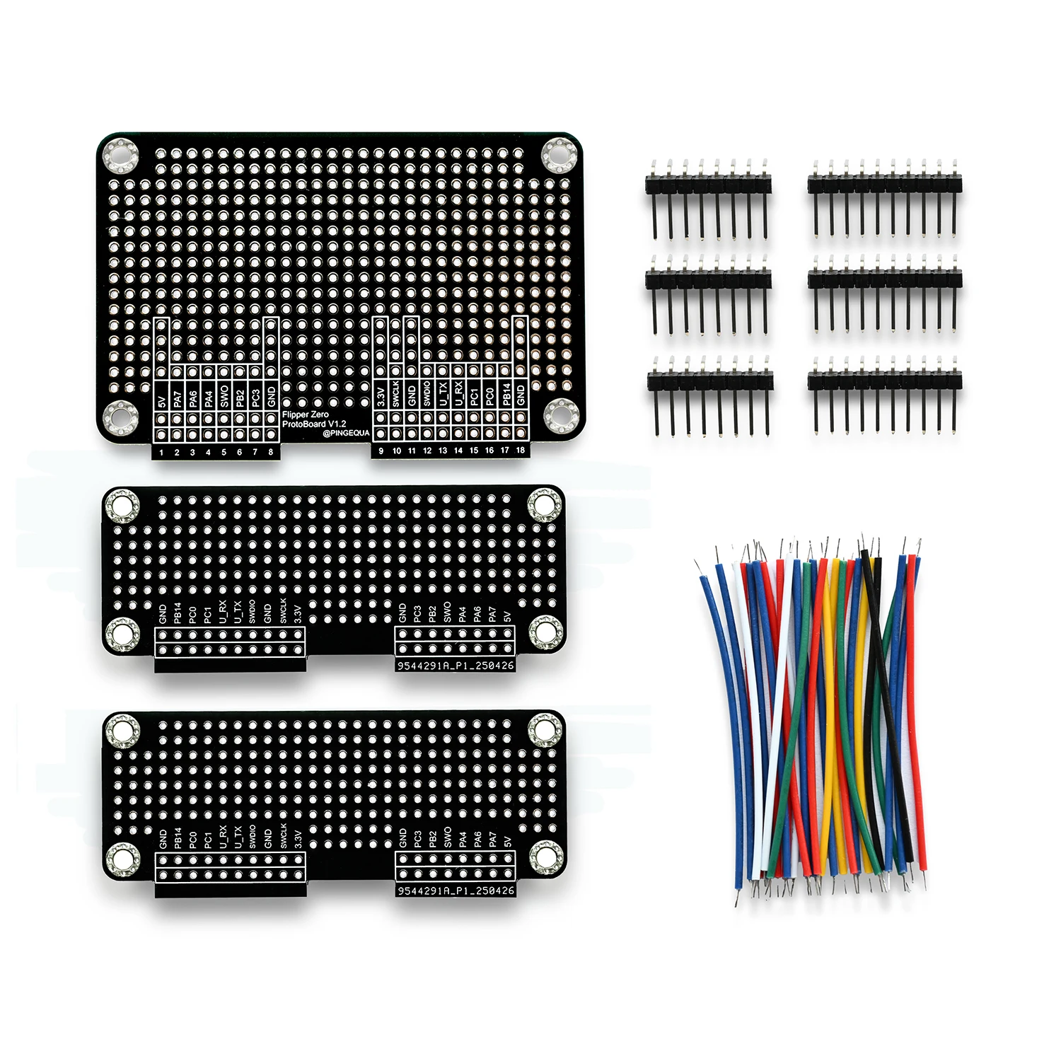 

Flipper Zero Prototyping Board Kit – All-Black Breadboard Expansion Set with 1 Large and 2 Small Boards, Includes Matching GPIO