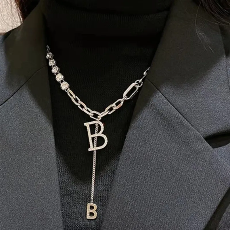Micro Zirconia Copper Letter B Pendant Necklace 2022 Brand New Classic Jewelry Women\'s Party Fashion Ins Accessories