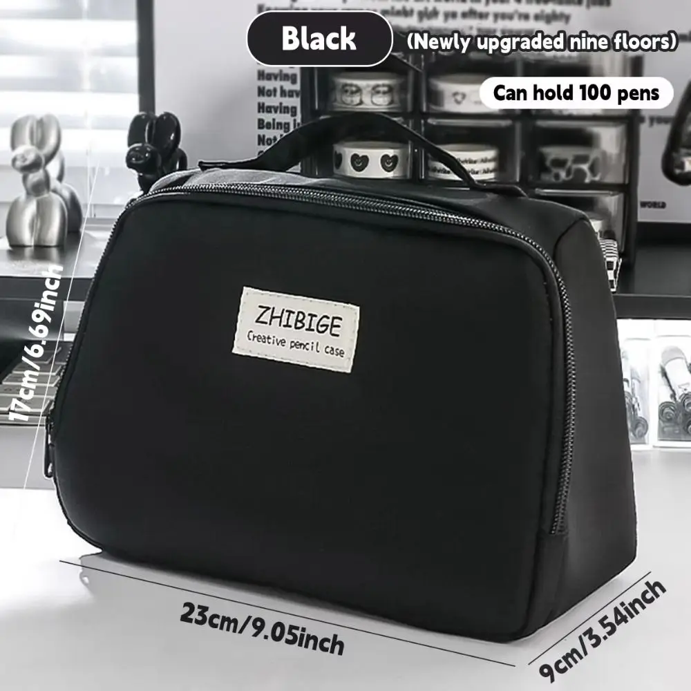 Canvas Simple Student Pen Bag Makeup Bag Organizer 9 Layer Storage Pencil Bag Multifunctional Multilayer Macaron Pencil Case