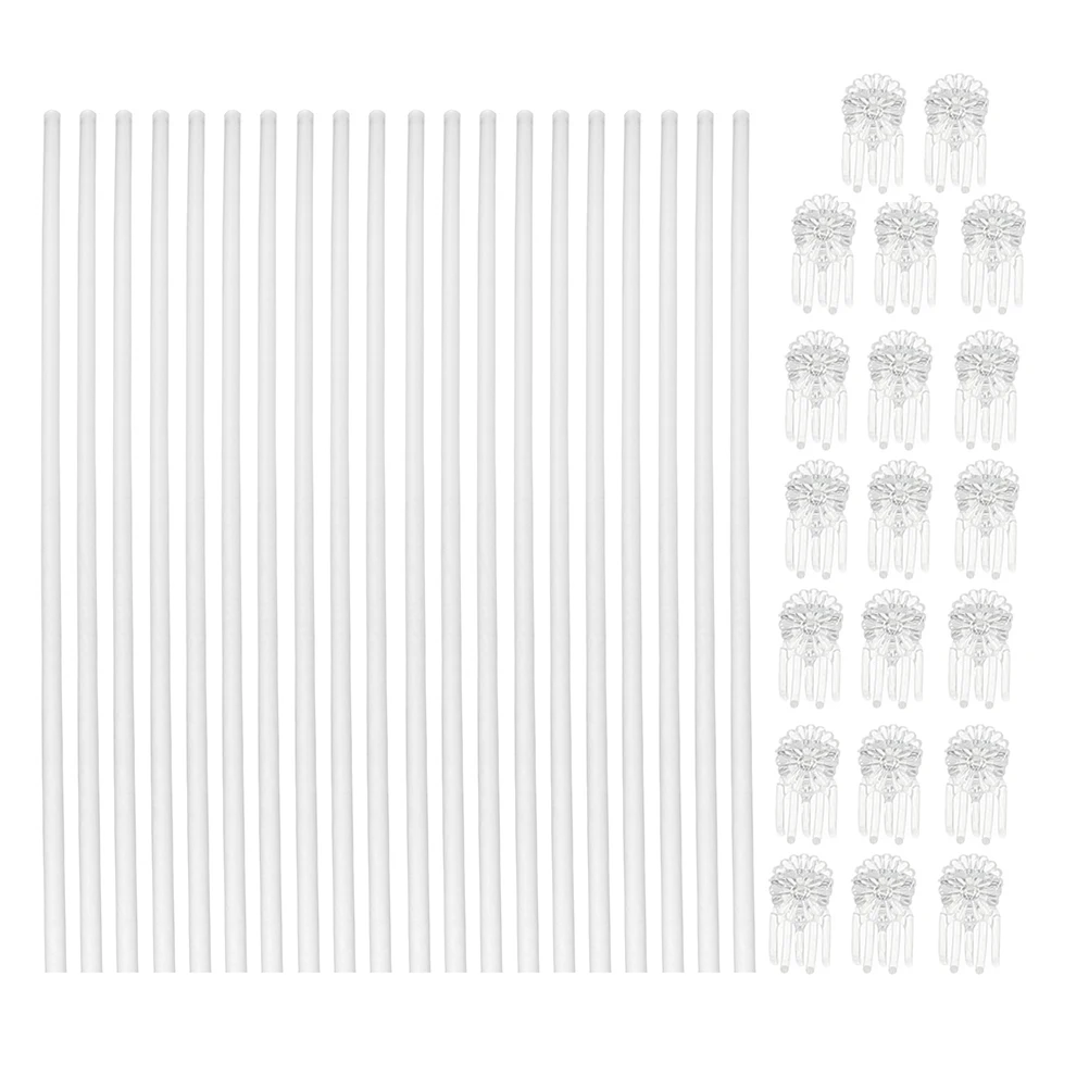 

1 set Plant Support Stick Acrylic Stem Hook Stake Trellis Rod Flexible Durable Garden Indoor Plants Stakes Clips Branches